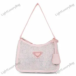 Pink Bag Rhinestone Bag Designer Evening Bags Fashion Shoulder Subaxillary Bag Women Luxury Bling Handväskor Tote Classic Female Shimmer Shopping Purse 230726