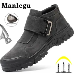 Sapatos sociais ao ar livre masculino indestrutível bico de aço segurança masculino trabalho antiesmagamento antipunção tênis 230725