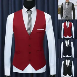 Mens Vests men formal waistcoats dress suit vest slim Three button Polyester Spandex casual sleeveless British autumnn ves 230726