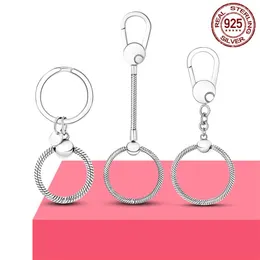 Enkel 925 Sterling Silver Moment Key Ring Small Bag Charm Holder Fit Pandora Charm för kvinnliga smycken Making Gift350U