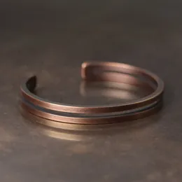 Bangle Pure Copper Handgjorda metallarmband Rustik VingTage Punk unisex manschett Bangle snidad handgjorda människosmycken män kvinnor gåva 230726