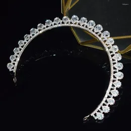 مقاطع الشعر Diadema الزفاف Tiara Crystal Bridal Silver Color Lighten Crown Associory Head Dech Jewelry
