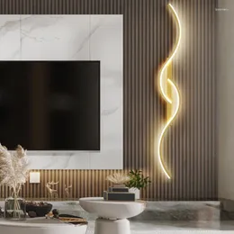 Wall Lamp Modern Indoor LED Aluminum Material Bedroom Living Room Black Gold Decorative Lighting Background Light