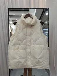 Kvinnors västar lagabogi 2023 Autumn Winter Short Thick White Duck Down Vest Coat Women Warm Puffer Waistcoat Parkas Kvinnlig lös ärmlös