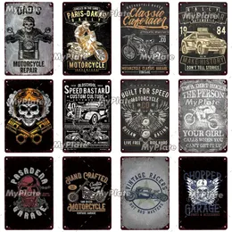 Speed Motorcycle Metal Signs Vintage Skull Plaque Tin Sign Wall Decor For Garage Club Plate Crafts Ride Biker Metal Poster Personalized Skeleton Poster 30X20CM w01