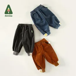 Dress Amila Baby Pants 2022 Autumn Winter New Girls and Boys Fashion Kids Corduroy Long Trousers Children Cotton Clothes