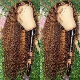 Основной цветной тщательный фронтальный парик Curly Curly Human Hairs Wigs 7x5 Glueless Greathed to Brazilian Ombre Lace