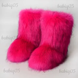 Boots kvinnors vinter fluffiga faux räv päls stövlar kvinna plysch varma snöstövlar lyxiga skor flickor 'pälsmode vintersko babiq05