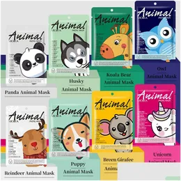 Inne produkty zdrowotne kreskówka zwierząt kremowa olej nawilżający maski pielęgnacji skóry maska ​​na twarz arkusz klagenu Dhshu Dhshu