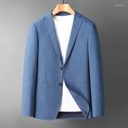Erkekler klasik erkekler gri mavi takım jacekts çentikli yakalı tek göğüslü cepler ince monte edici blazers erkek zarif ofis kıyafetleri