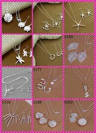 12 стилей 925 Серьги стерлинговой серебряной моды+Ювелирные изделия для ожерелья