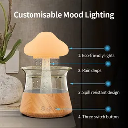 Yenilik Ürünleri 300ml Mantar Yağmur Hava Nemlendiricisi Bulut Tasarımı Renkli Gece Işık Aroma Difüzör USB Mist Makine 230725