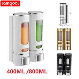 Liquid Soap Dispenser Lamgool Single/double Soap Dispenser Wall-Mount Shower Bath Shampoo Dispenser Liquid Soap Container Bathroom Accessories 230726