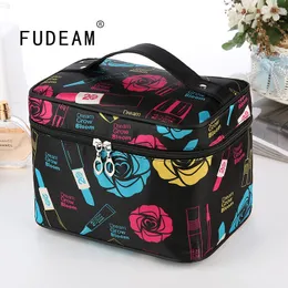 FUDEAM Polyester Multifunktions Frauen Kosmetiktasche Reise Toilettenartikel Lagerung Organisieren Handtasche Wasserdichte Weibliche Pinsel Make-Up Fall