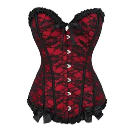 Bustiers korsetter Sexig överbust och snörning av vintage blommig bågkorsett underkläder topp plus size Corset för kvinnor burlesque costum272q