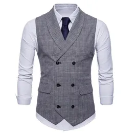 Rockar 2021 varumärkesdräkt väst män jacka ärmlös beige grå brun vintage tweed vest mode vår höst plus size waistcoat