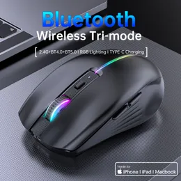 Tip C Şarj Edilebilir Kablosuz Fare Bluetooth Fare RGB USB Ergonomik Oyun Fare Sessiz Fare Bilgisayar Dizüstü Bilgisayar MacBook