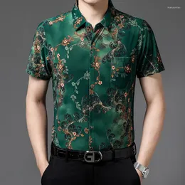 Camisas casuais masculinas 2023 tendência vintage estampada camiseta polo para homens confortável verão moda manga curta camiseta trespassada