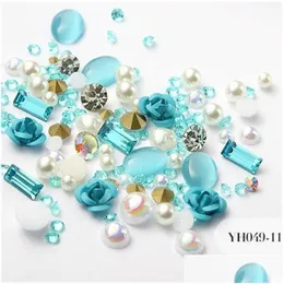 Nail Art Decorations 12 Colors 3D Rose Flower Glitter Diamond Pearl Supplies Makeup Diy Drop Delivery Health Beauty Salon Dhov4