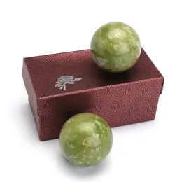 2pcs Jade Stone Hand Vola Ball 48 мм натуральный массаж гладкий заживление сферы упражнения тело