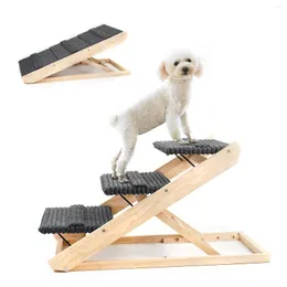 犬のキャリア2 in 1折りたたみ階段木製のペットの階段猫と小型犬ポータブルノンスリップはしご車のためのランプ