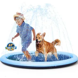 Sand Play Water Fun Kids Dog AntiSlip Splash Pad Thick Sprinkler Pool Summer Outdoor Toys Backyard Fountain Mat for Children Gift 230726