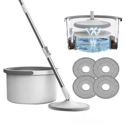 MOPS MOPS GOLVEN RENGING Vatten Separation 360 Spin Mop With Bucket Microfiber Lazy No Hand Washing Automatisk avvattning Squeeze Broom 230726