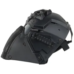 Compre Airsoft paintball caça máscara tática capacete da motocicleta óculos  de proteção militar jogo guerra proteção rosto cheio combate rosto escudo