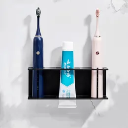 Aqualine Samba - Porta Spazzolino E Dentifricio Doppio, Vetro Latte Nero Opaco Sb205