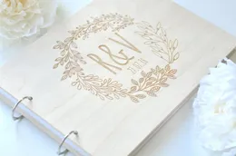Andra evenemangsfestartiklar Personlig gästbok Wreath Garden Wedding Engraved Wood Guest Book Floral Wedding Decor 230725