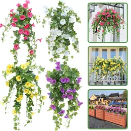 Faux Floral Greenery Artificial Silk Morning Glory Fake Vine Flowers Simulation Petunia Rattans for Wedding Home Party DIY Table Hanging Basket Decor 230725