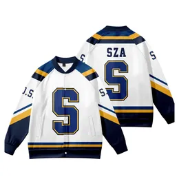 Herrjackor sza jersey sos merch baseball uniform jacka cosplay långärmad kvinnor män tröja mode kläder personlighet topps 230725