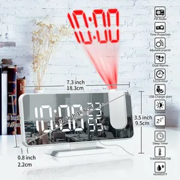 Desk Table Clocks FM Radio LED Digital Smart Alarm Clock Watch Table Electronic Desktop Clocks USB Wake Up Clock with 180° Time Projection Snooze 230725