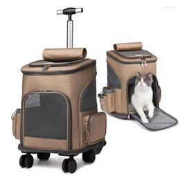 Dog Carrier Pet Travel Trolley Bag Draw Bar Stroller Cat Backpack Cage Adjustable Detachable Expandable Carrying