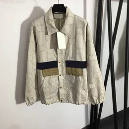 Kvinnors designer Jacquard Women's Jacket Creative Splicing Jacket Fashion Lapel Jackets Beige broderi