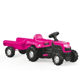 Pedallı traktör römork araba oyuncak çocuklar için 3 - pembe tema