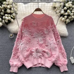 Kadın Sweaters Sonbahar ve Kış Jakar Peplum Tembel Rüzgar Gevşek Sen Sistemi Baş Örgü Sweater