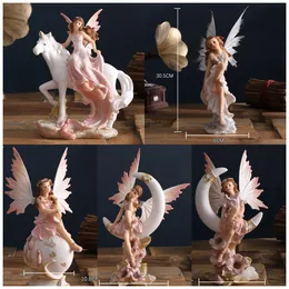 Decorative Objects Figurines Beautiful Angel Home Decoration Figurine Miniature Flower Fairy Statue Sculpture Modern Living Room Decor Desk Art 230725