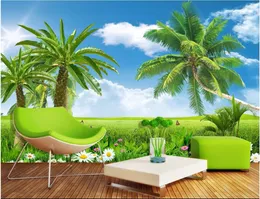 Wallpapers Custom Picture 3d Wall Murals Wallpaper Fresh Lawn Coconut Tree Fashion TV Background Po For Living Room