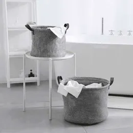 Förvaringskorgar hamnar fällbar tvättkorg grå filt förvaringskorg med handtag bin sovrum kläd leksak förvaring hink tvättarrangörslåda
