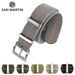 Titta på band San Martin Titta på Rem 20mm 22mm Pilot Military Watch Band Universal Type Sports Troops Parachute Bag Watchband Nylon Strap 230725