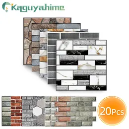 3D väggpanel Kaguyahime 20 stycken självhäftande väggplattor klistermärken diy stenmönster 3d pvc tapet för heminredning vattentät tapet 230726