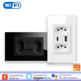 Smart Power Plugs Tuya Brazil WiFi Wall Socket Smart Plug With USB Type C Port Smartlife APP Remote Timing Control Works With Alexa Home HKD230727