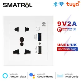 Smart Power Pults Smatrul Tuya Wi -Fi Smart Socket US EU UK Plug Plug Quick Fast Charger 3.0 USB -зарядка