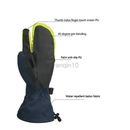 Guanti da sci Guanti da sci Inverno Impermeabile Caldo Touch Screen spesso Guanti a tre dita per uomo Donna Ciclismo Arrampicata all'aperto HKD230727