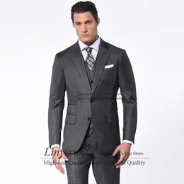 Abiti da uomo Blazer Fashion Grey For Men Slim Fit Business Blazer Masculino Wedding Groom Tuxedo 3 pezzi Daliy Jacket Vest Pants Costume Homme 230726