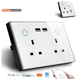 Smart Power Plugs WiFi Smart Tuya USB Type C Wall Socket UK Plug Outlet 13A Power Touch Switch Wireless Energy Monitoring av Alexa Home HKD230727