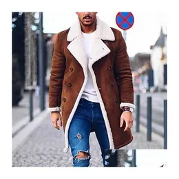 Men'S Trench Coats Mens 4 Colors Coat Jacket Warm Imitation Suede Long Windbreaker Fashion Casual M-3Xl Drop Delivery Apparel Clothing Dh32V