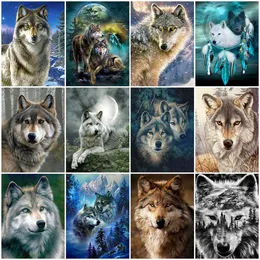 Sculptures Evershine Full Square Diamond Painting Wolf Cross Kit Embroidery Animals Mosaic Sale Rhinestone Pictures Home Decoration