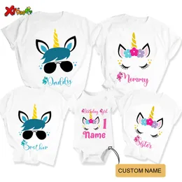 Família combinando roupas verão mãe e filha moletom engraçado unicórnio camiseta mãe camiseta roupas mamãe eu 230726